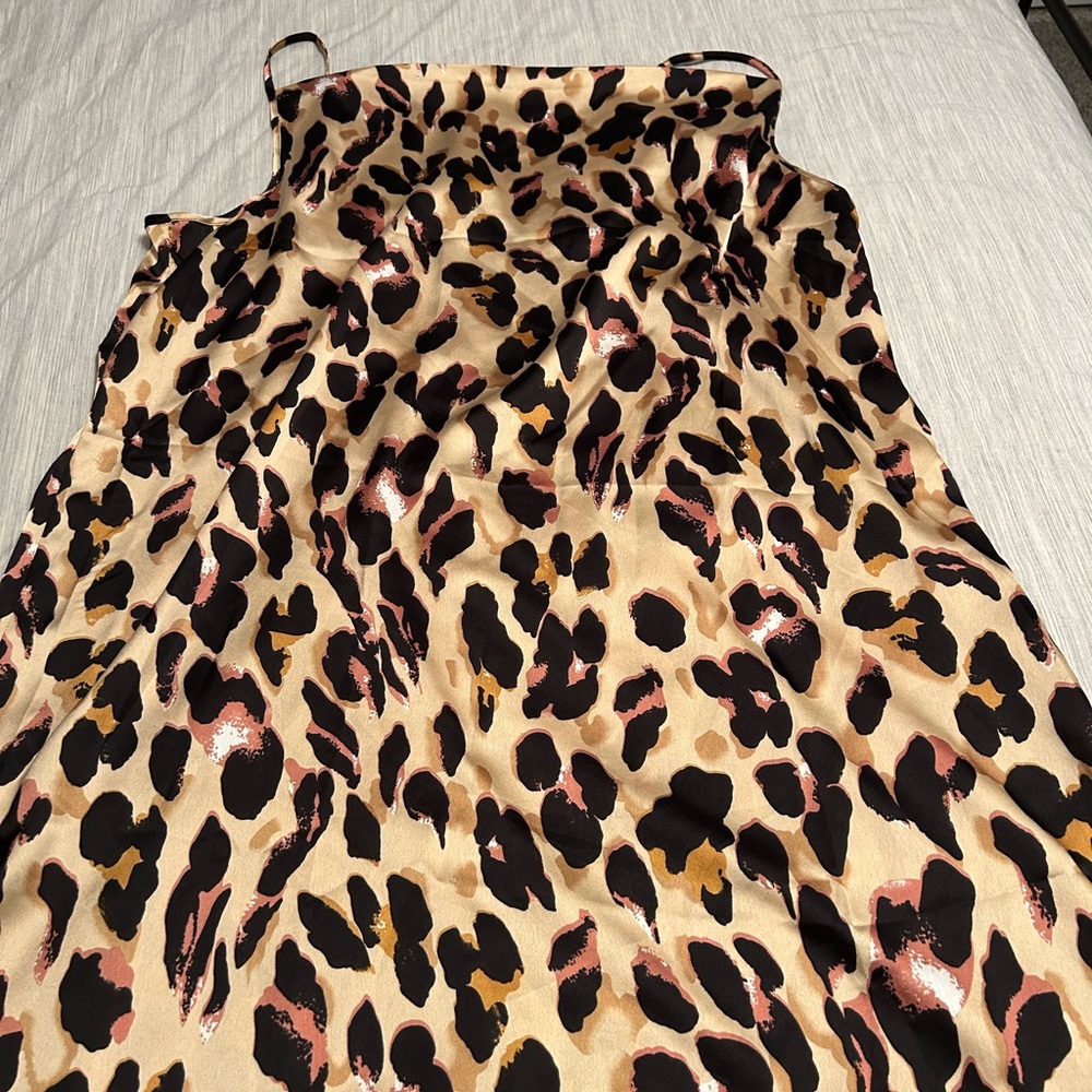 Leopard Print Satin Slip Dress